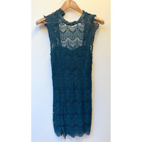 Free People Dresses & Skirts - Rare Free‎ People Teal Blue Lace Cap Sleeve Mini Dress Size S Darling!